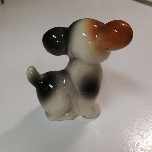 Small Dog Figurine Ceramic Brown Black Cute Puppy Japan - Picture 4 of 5